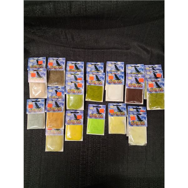 LARGE LOT OF SUPER FINE FLY DUDDING -VARIOUS COLORS (24PKS) 4 LOT 1CNT