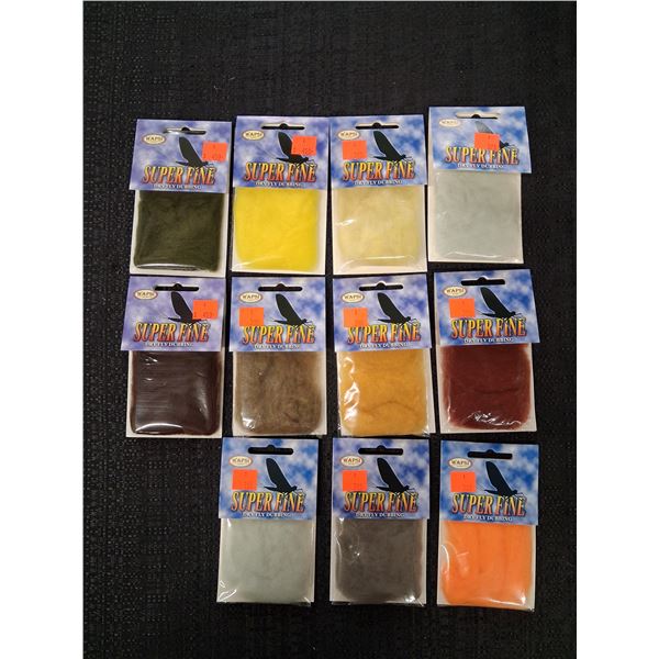 LARGE LOT OF SUPER FINE FLY DUDDING -VARIOUS COLORS (11PKS)  1CNT