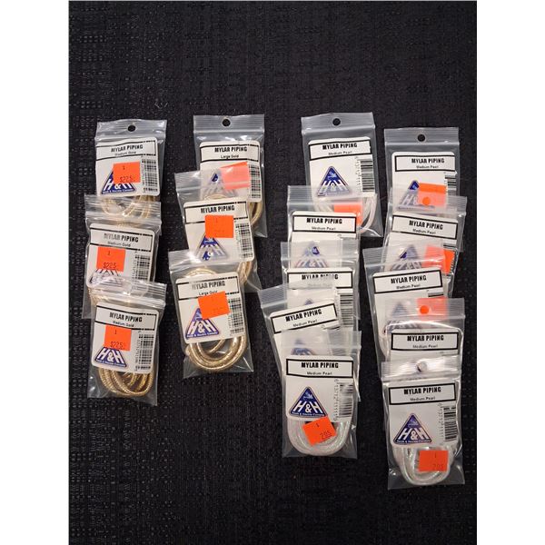 MIXED LOT OF MYLAR PIPING PEARL & GOLD (16PK) 1 CNT