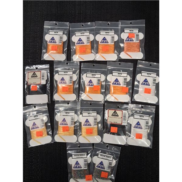MIXED LOT OF RAFFIA & CHENILLE VARIOUS COLORS 16 PACKAGES