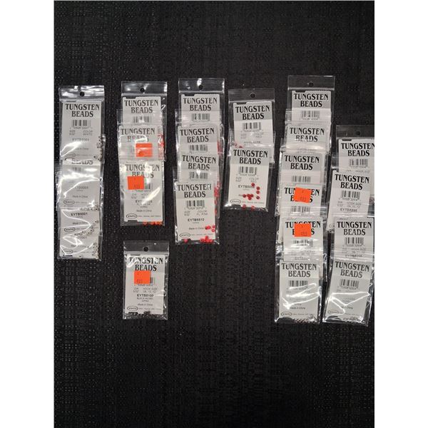 VARIOUS COLORS OF 5/32" TUNGSTEN BEADS (24 PKS) 1 CNT