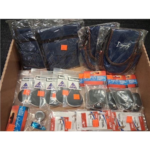 MIX BOX OF POUCHES X4, WIRE CLEANERS, ZINGER, NIPPER LINE SINKERS (22 PIECES)