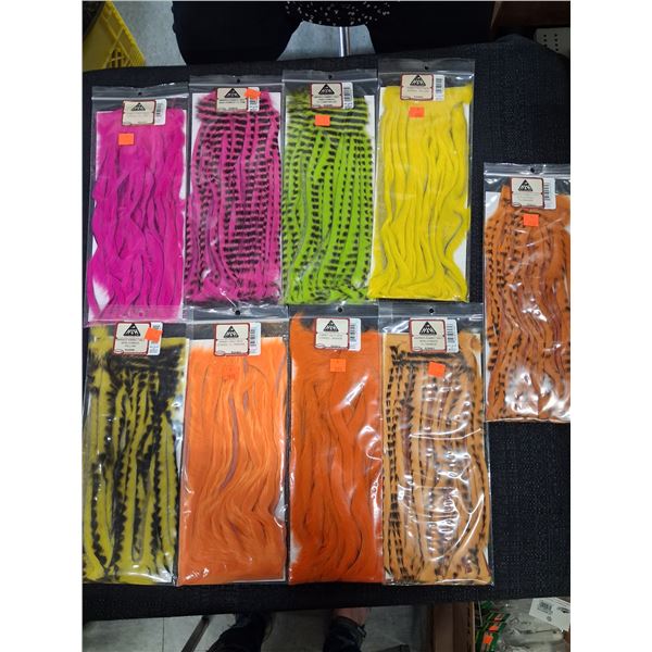 ASSORTED COLORS BARRED RABBIT HALF SKINS (9 PIECES) 1 CNT