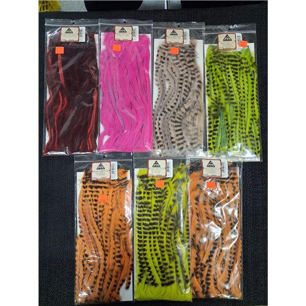 ASSORTED COLORS BARRED RABBIT HALF SKINS (7 PIECES) 1 CNT