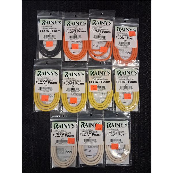 MIX OF RAINY'S MED. FLOAT FOAMS, BLK, ORANGE, YELLOW,WHITE ( 11 PIECES ) 1CNT