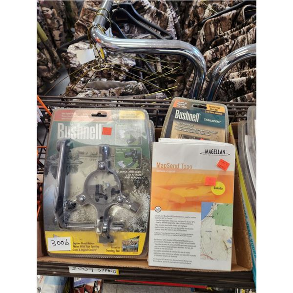 BOX  WITH ASSORTED BUSHNELL & 2 MAGELLAN CANADA MAPS