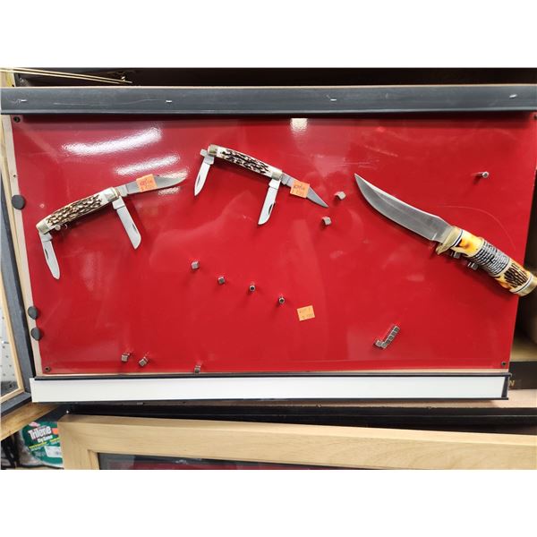 3 UNCLE HENRY KNIVES 2 FOLDING + 1-6" KNIFE