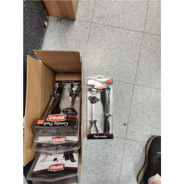 4 RAPALA 7 1/2" FILET KNIVES COMBO PACK WITH SHARPENER