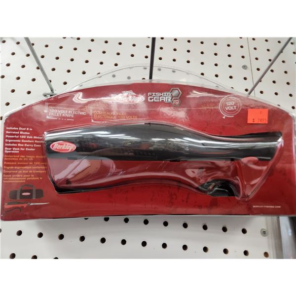 BERKEY 120V ELECTRIC FILET KNIFE, CUT & SLIP GLOVE, BONKER, + 7 1/2" RAPLALA KNIFE