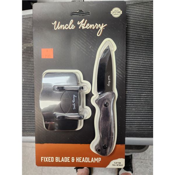 6 UNCLE HENRY 3 1/2" KNIVES / HEAD LAMP COMBO