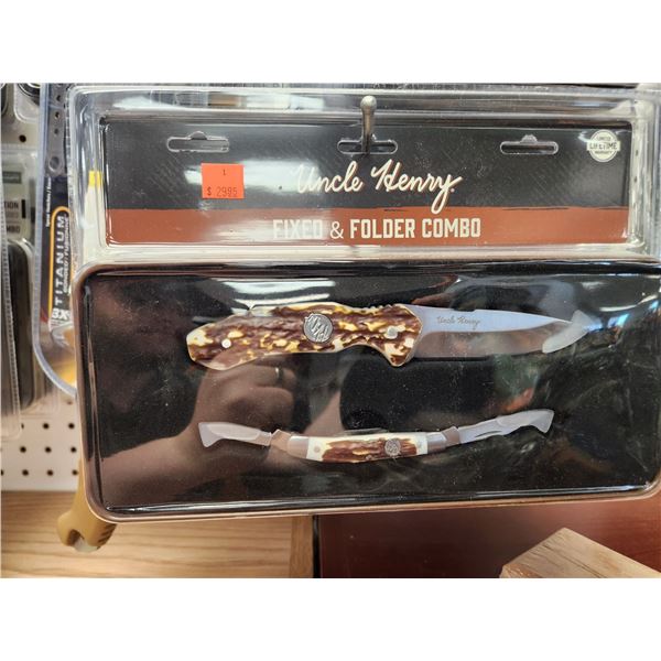 5 UNCLE HENRY 2 FIXED AND FOLDING KNIFE SETS