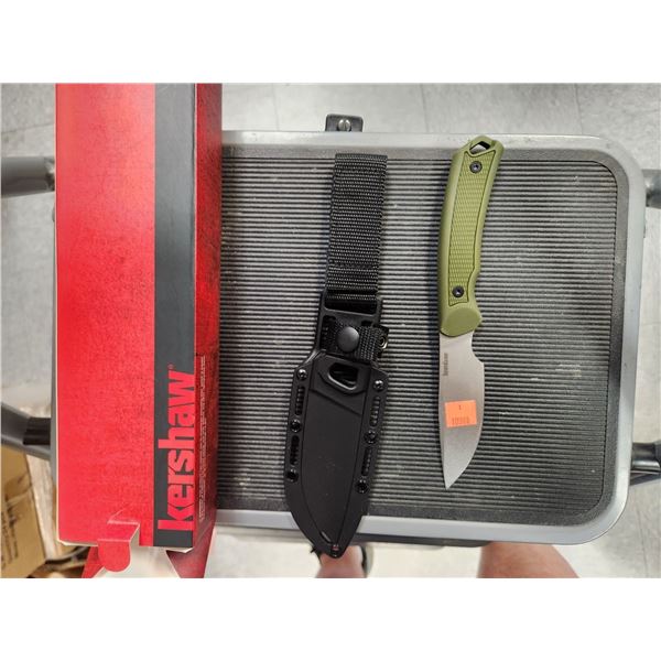 KERSHAW 1883 SKINNING KNIFE C/W LEATHER SHEATH