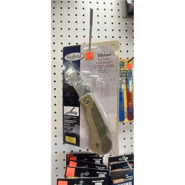 4 SHEFFIELD RHINO FOLDING LOCK BACK KNIVES