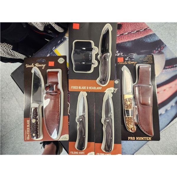 5 UNCLE HENRY ASSORTED KNIVES