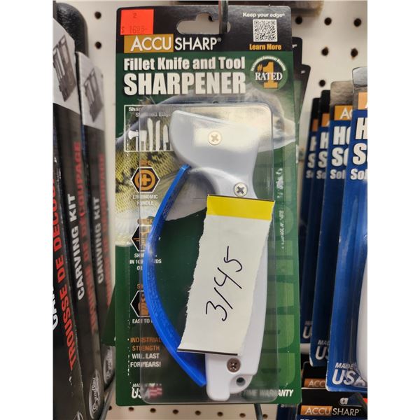 6 ACCUSHARP SHARPENERS + 9 CANS OF HONING OIL