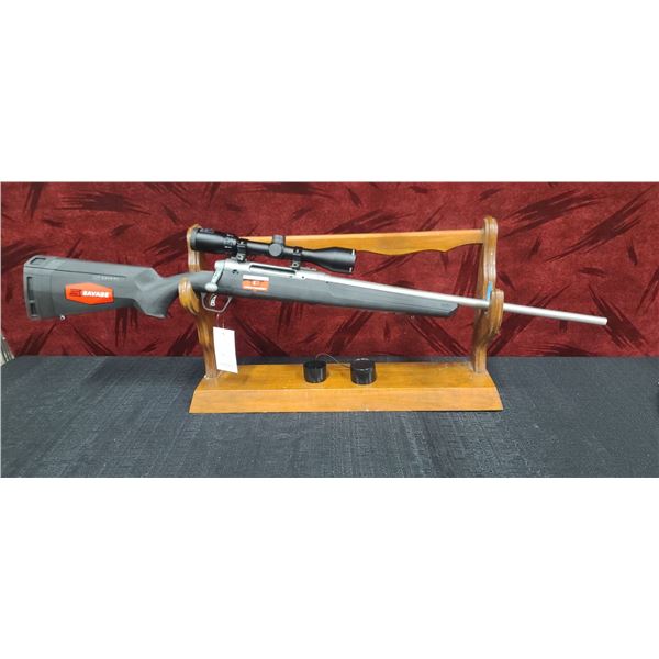 SAVAGE 270WIN. AXIS II XP. BOLT ACTION SS 22" BARREL, ADHUSTABLE ACCU-TRIGGER, DET. BOX MAG. BUSHNEL