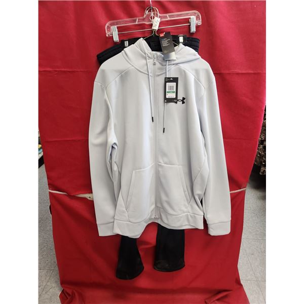 UNDER ARMOUR LG. JACKET GREY C/W BLACK LG. SWEAT PANTS