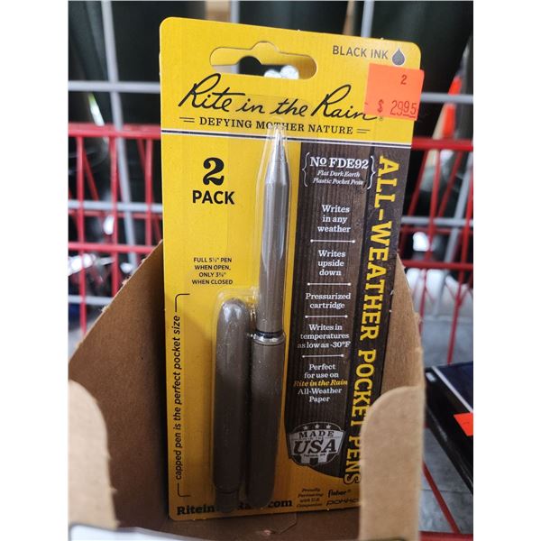 2 ALL WEATHER POCKET PENS, 5 ALLWEATHER NOTE PADS & 30 GOLD HAT HOOKS
