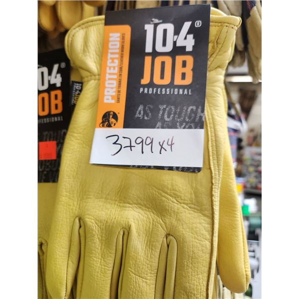 JOB 104 PROFESSIONAL 4 PER LOT LEATHER GLOVES XL/LG SIZES