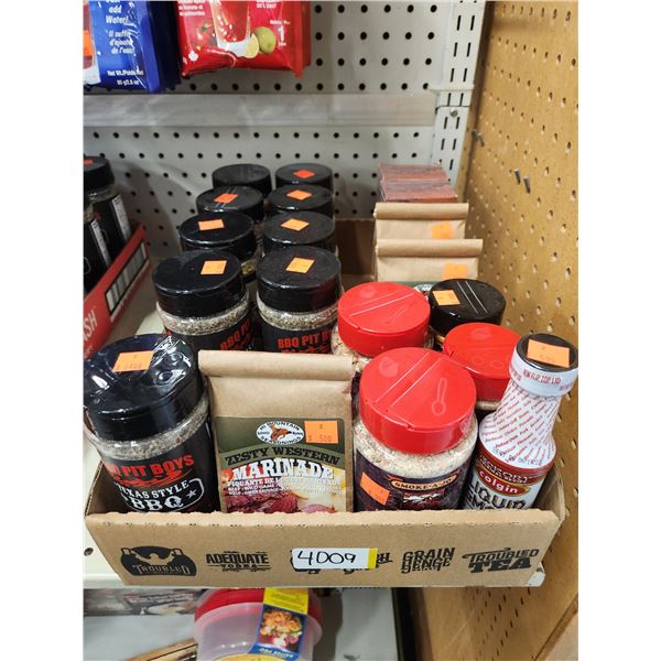 BOX OF ASSORTED RUBS AND SPICES