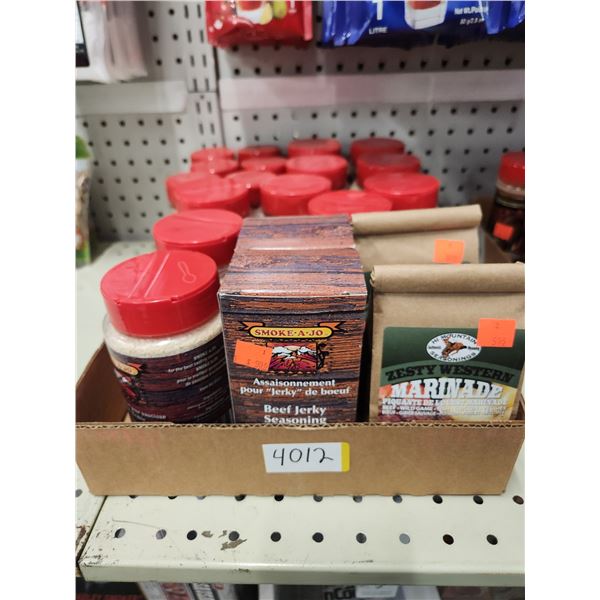 BOX OF ASSORTED RUBS AND SPICES