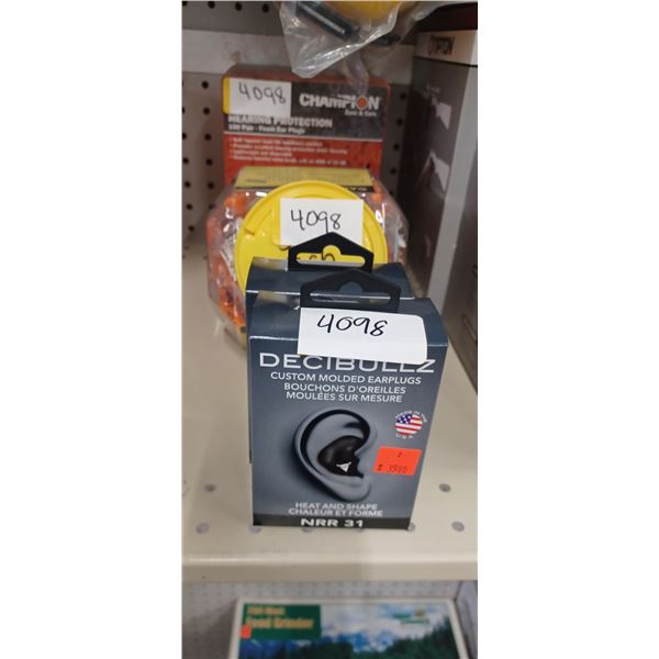 2-DECIBLES CUSTOM MOLDER EAR PLUGS, 2 CASES OF EAR PLUGS CALLEN & CHAMPION