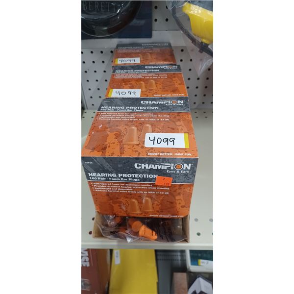 3 CASES OF 100 PAIR OF CHAMPION EAR PLUGS