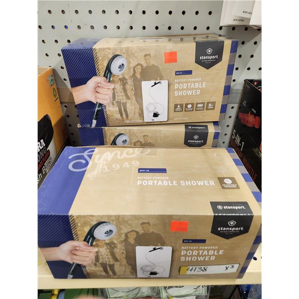 2 STANDPORT BATTERY POWERED PORTABLE CAMPING SHOWERS