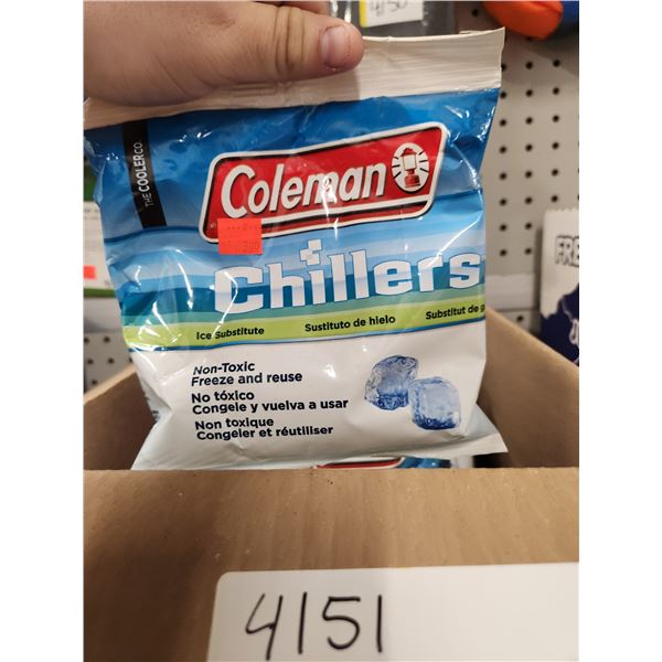 11- GEL ICE PACKS, & 9 HARD COLEMAN CHILLER