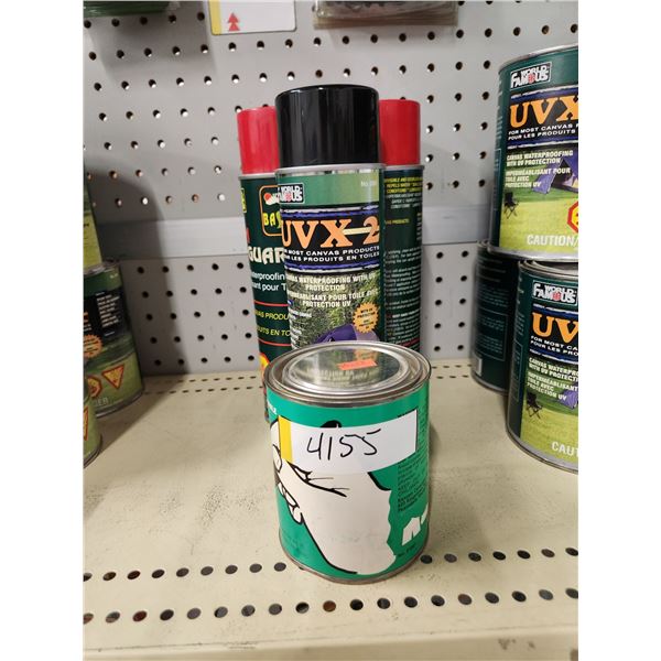 5 CANS OF CANVAS WATER PROOFING & 1 CAN OF K-KOTE RECOAT