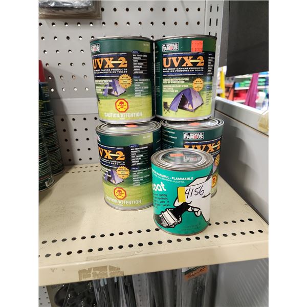 6 1 LTR. CANS OF UVX 1 SILICONE WATER PROOFING NYLON