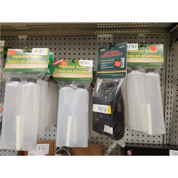 16 PACKAGES OF SQUEEZE TUBES AND ONE BOTTLE HOLDER