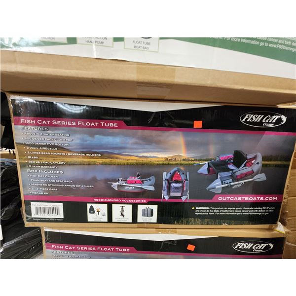 OUTCAST CRUZER MAX FLOAT TUBE GREY C/W ACCESSORIES  250 LBS RETAIL $600