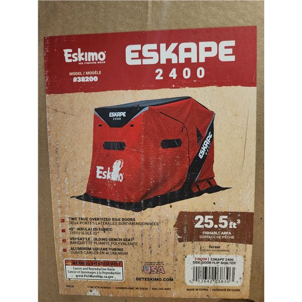 ESKIMO ESCAPE 2400 ICE FISHING TENT  25 SQFT FLOOR SPACE RETAIL $1225
