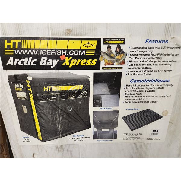 HT ICE FISH ARCTIC BAY EXPRESS 70"X 43"X 72" H ICE FISHING TENT C/W SLED BASE