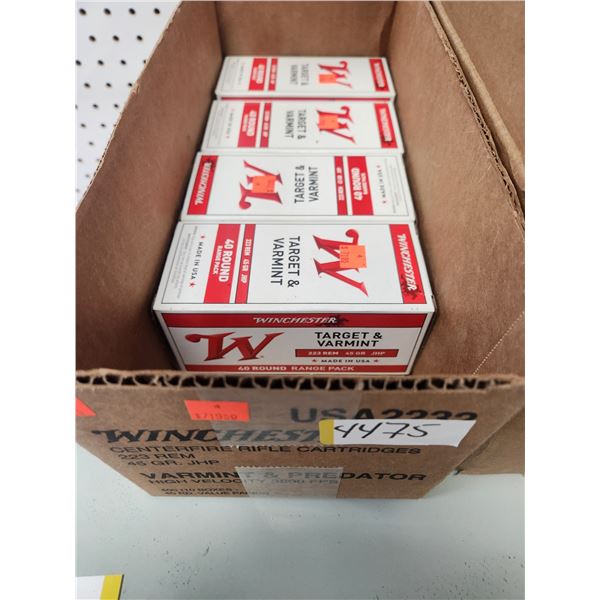160 ROUNDS OF WINCHESTER 223 REM 45 GRAIN, JHP AMMO, PAL REQUIRED NO SHIPPING