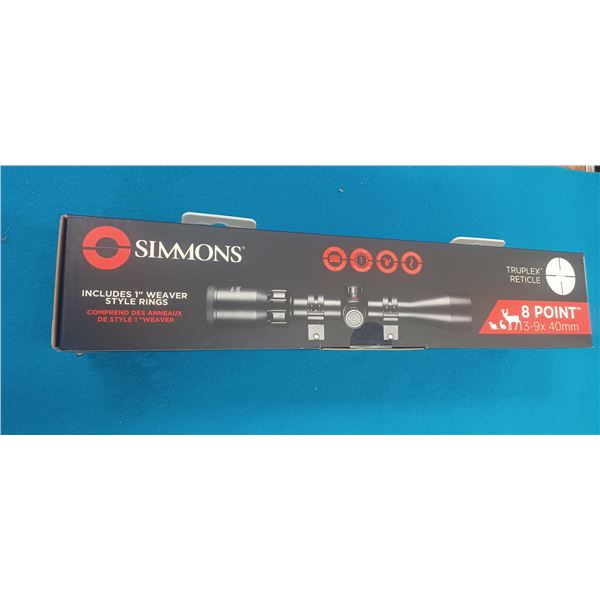 SIMMONS 8 POINT 3-9 X 40MM - INCLUDES 1" WEAVER RINGS $134.95