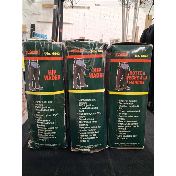 BUSHLINE OUTDOOR SIZE 7 HIP WADERS QTY 3