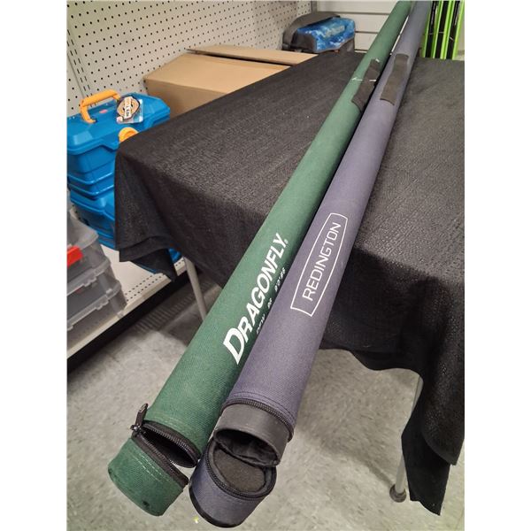 DRAGONFLY AND REDINGTON TWO PIECE FLY ROD CASES 57" LONG - 2 ITEMS