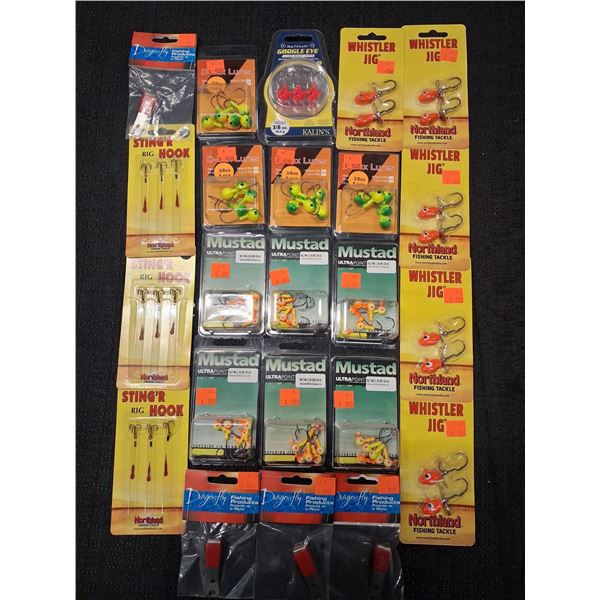 MIX OF WHISTLER JIGS, JUGHEAD, GOOGLE EYES, STINGERS, NIPPERS - 23PC