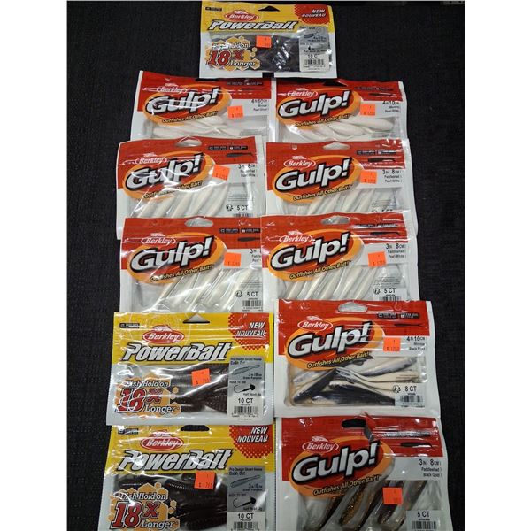 ASSORTED GULP & POWERBAIT MINNOWS & POWER GRUBS - 11PC