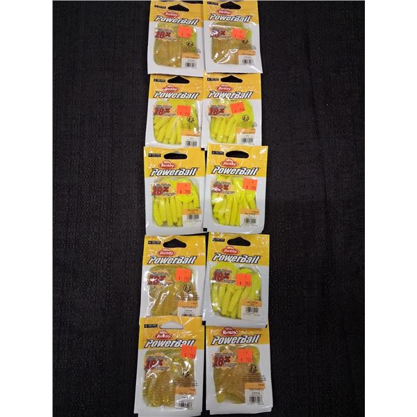 MIX OF POWERBAIT 3" POWER GRUBS, YELLOW & CHARTREUSE - 10PC