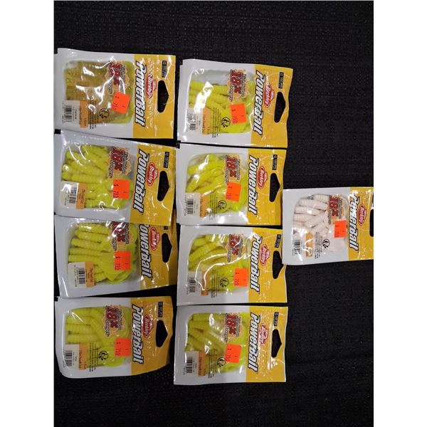 BERKLEY POWERBAITS 3" POWER GRUBS - YELLOW, WHITE, CHARTREUSE - 9PC