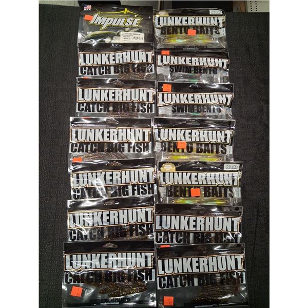 IMPULSE PADDLE MINNOW & LUNKERHUNT VARIOUS BAITS - 14PC