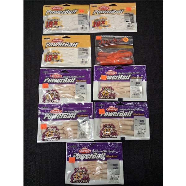 ASSORTED POWERBAITS, TUBES, VARIOUS COLORS - 9PC