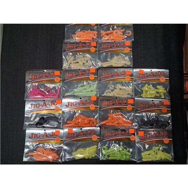 HUGE LOT OF JIG A JO TWIN TAILS, VARIOUS COLORS - 16PC