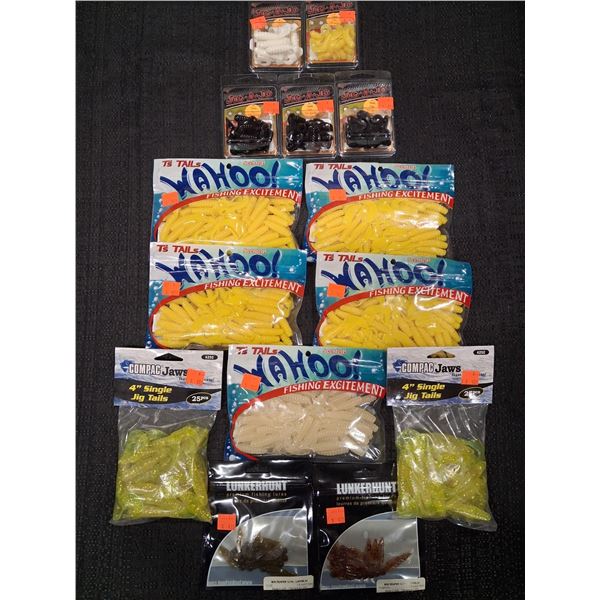 WAHOO TAILS & JIG A JO TWIN TAILS, COMPAC 4" JIGTAILS 14PC