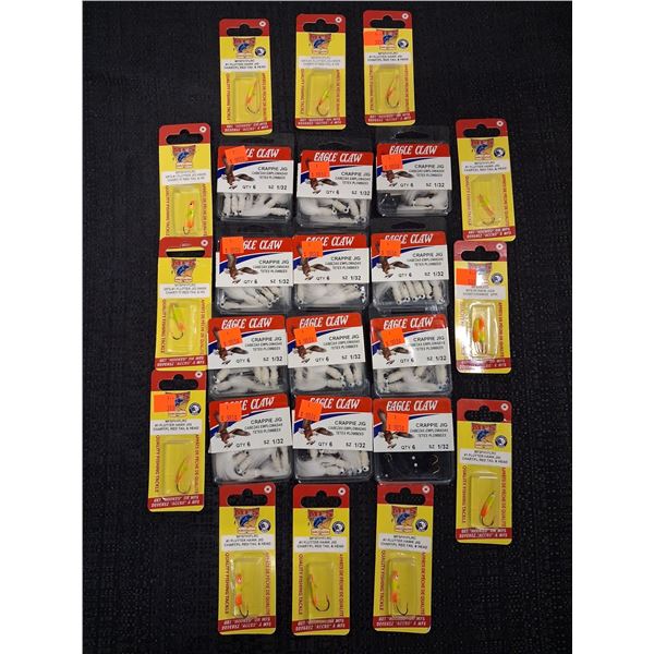 EAGLE CLAW CRAPPIE JIGS & FLUTTLEHAWK JIGS - ASSORTED LOT - 24 PC