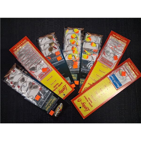 LOT OF WALLEYE RIGS, VARIOUS SIZES & COLORS