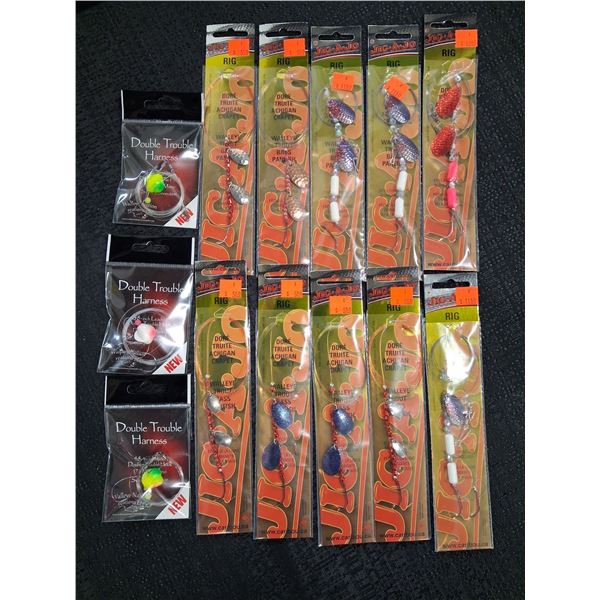 VARIOUS WALLEYE RIGS & HARNESSES OF VARIOUS COLORS - 13 PC